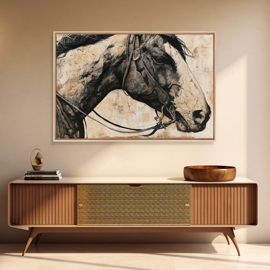 Horse Head Rendered Canvas Print, Equestrian Art, Western Decor, Living Room Decor, Abstract Art, Equestrian, EQU-3x2-58