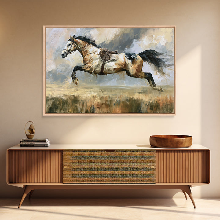 Show Jumping Horse Mid Leap Canvas Print, Equestrian Art, Wall Art, Living Room Decor, Fine Art, Equestrian, Boho Wall Art, EQU-3x2-83