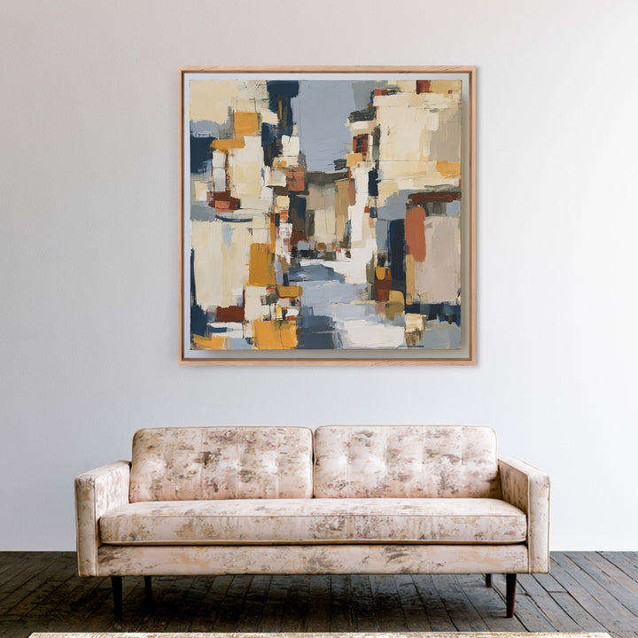 Distorted City Street Framed Canvas Print, Expressionist Art, Modern Decor, Living Room Decor, Fine Art, Expression, Wall Decor, EXP-1x1-1