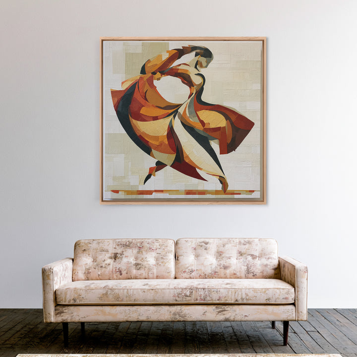 Dancer Figure Fractured into Vibrant Movement Canvas Print, Expressionist Art, Colorful Wall Art, Living Room Decor, Expression, EXP-1x1-100