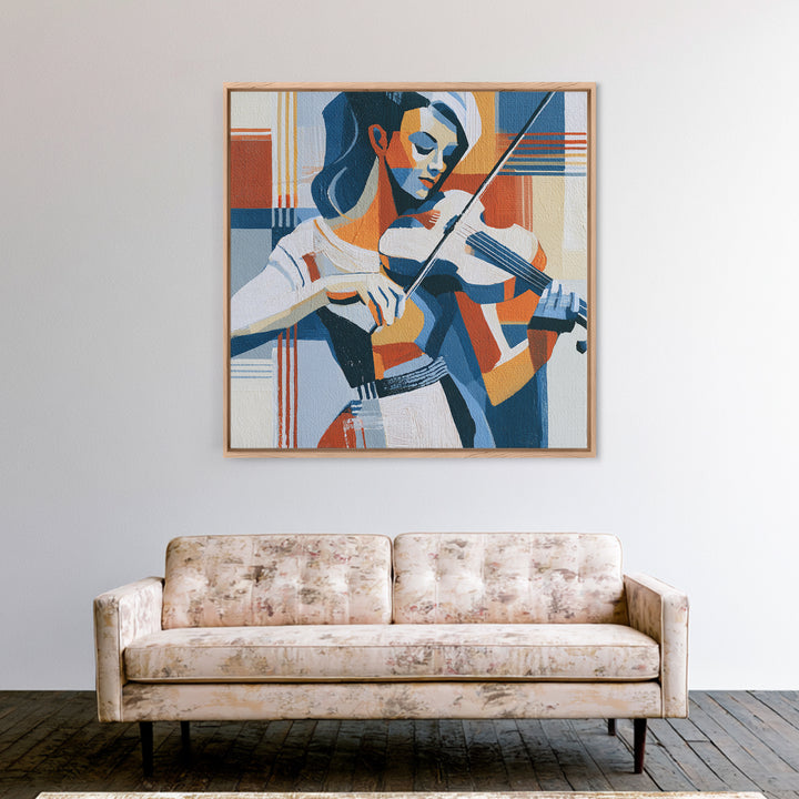 Violinist Painted in Electric Brush Marks Canvas Print, Expressionist Art, Colorful Wall Art, Living Room Decor, Expression, EXP-1x1-13