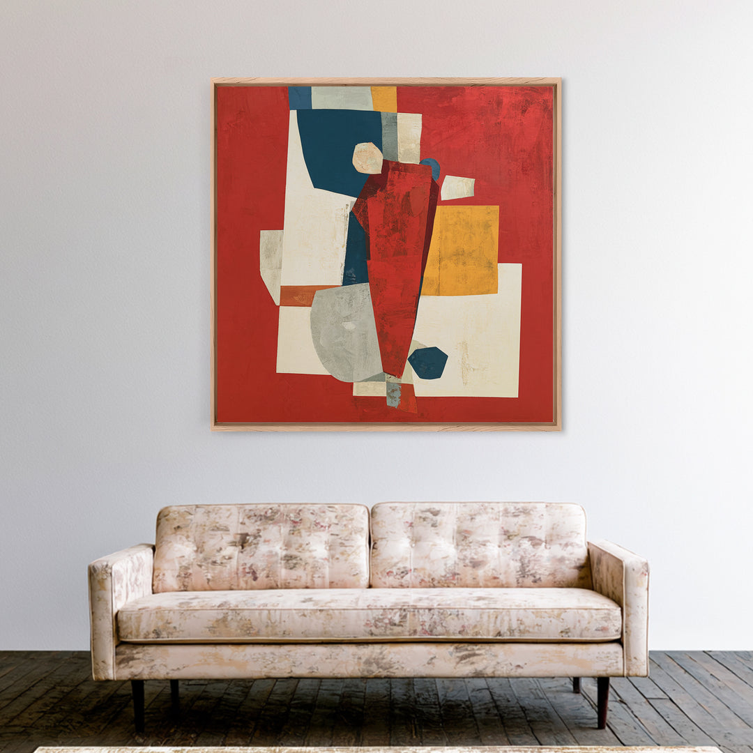 Red Room Interior Abstraction Without Realistic Furniture Canvas Print, Expressionist Art, Living Room Decor, Abstract Art, EXP-1x1-19