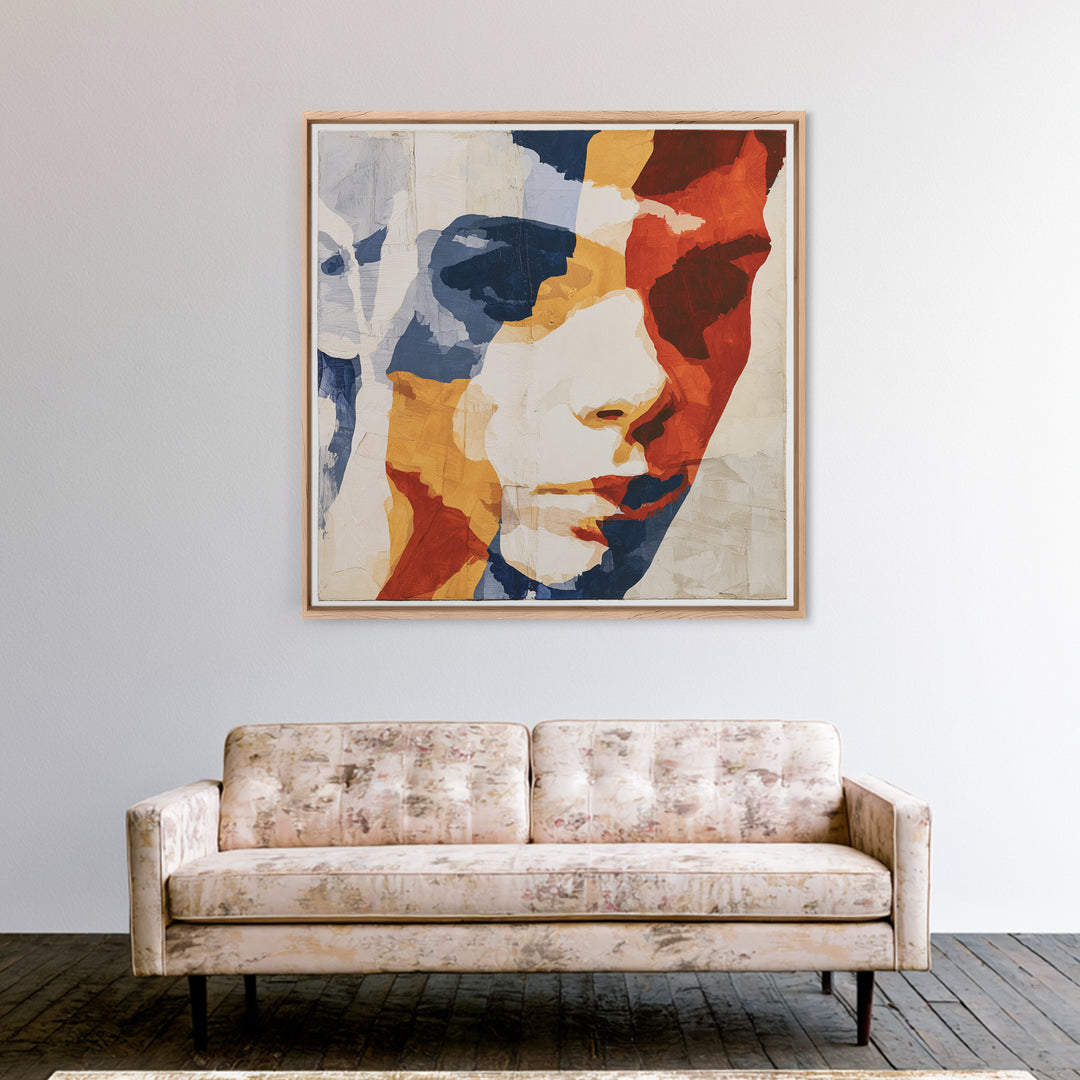 Emotional Portrait with Bold Red and Blue Canvas Print, Expressionist Art, Downloadable Prints, Living Room Decor, Expression, EXP-1x1-26
