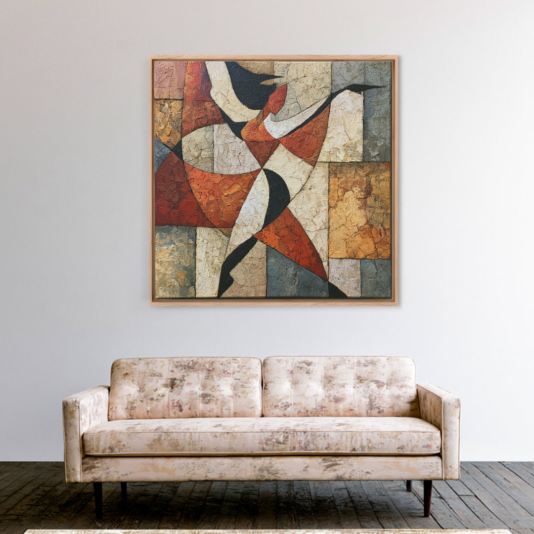 Dancer Figure Fractured into Vibrant Movement Canvas Print, Expressionist Art, Digital Art, Living Room Decor, Expression, EXP-1x1-28