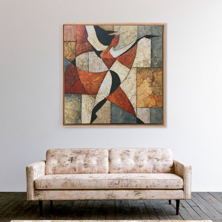 Dancer Figure Fractured into Vibrant Movement Canvas Print, Expressionist Art, Digital Art, Living Room Decor, Expression, EXP-1x1-28