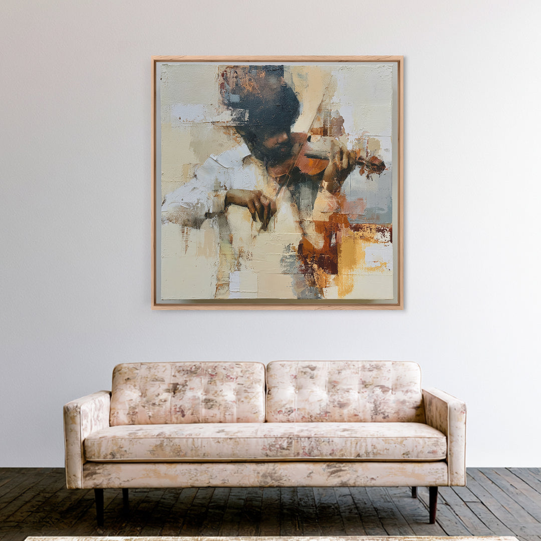 Violinist Painted in Electric Brush Marks Canvas Print, Expressionist Art, Boho Decor, Living Room Decor, Expression, EXP-1x1-37