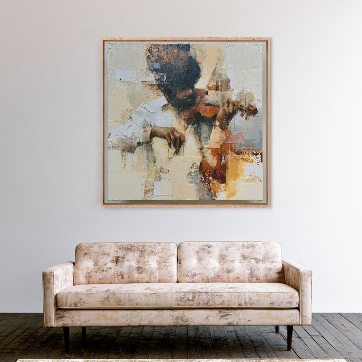 Violinist Painted in Electric Brush Marks Canvas Print, Expressionist Art, Boho Decor, Living Room Decor, Expression, EXP-1x1-37
