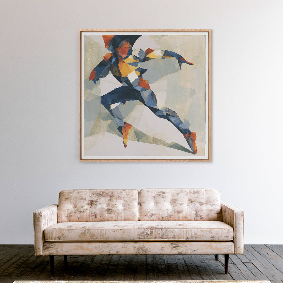 Dancer Figure Fractured into Vibrant Movement Canvas Print, Expressionist Art, Home Decor, Living Room Decor, Expression, EXP-1x1-4