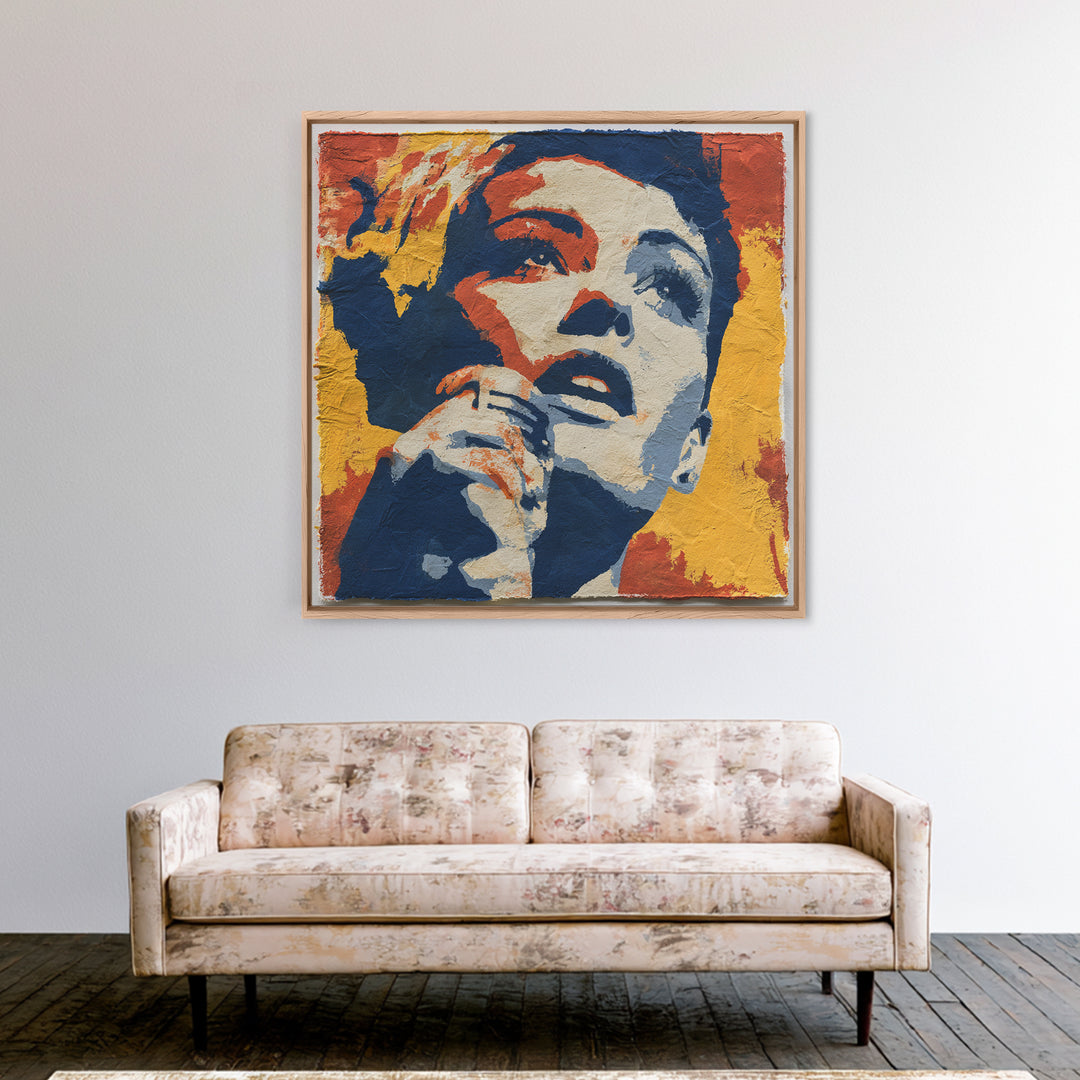 Portrait of a Singer Framed Canvas Print, Expressionist Art, Large Wall Art, Living Room Decor, Fine Art, Expression, EXP-1x1-44