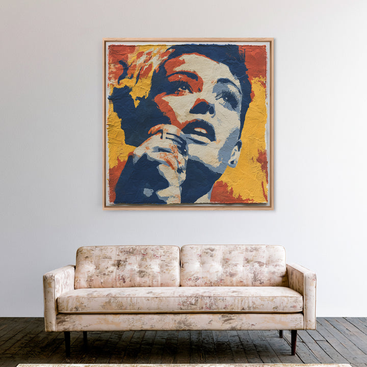 Portrait of a Singer Framed Canvas Print, Expressionist Art, Large Wall Art, Living Room Decor, Fine Art, Expression, EXP-1x1-44
