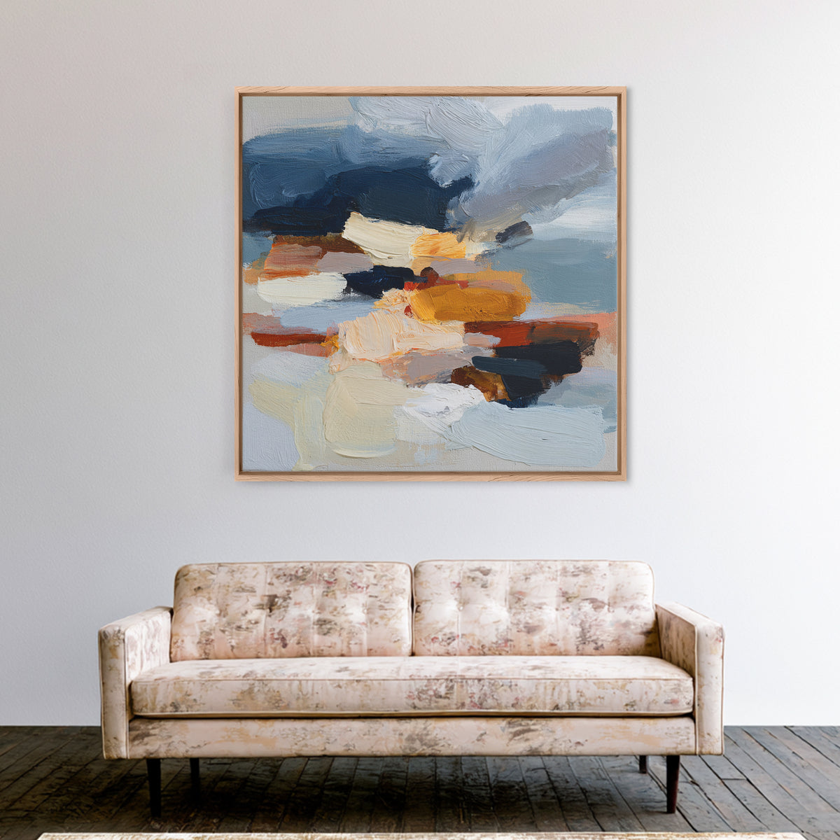 Stormy Landscape Painted Framed Canvas Print, Expressionist Art, Gallery Wall Art, Living Room Decor, Fine Art, Expression, EXP-1x1-51
