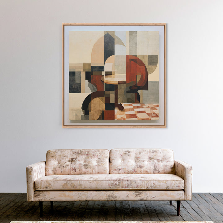 Lonely Caf Table Framed Canvas Print, Expressionist Art, Textured Painting, Living Room Decor, Fine Art, Expression, EXP-1x1-53