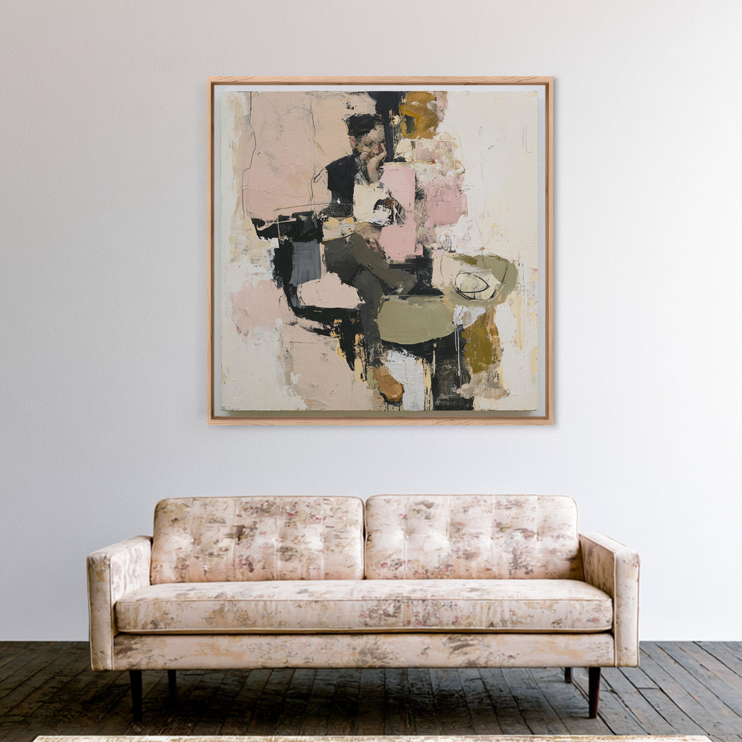 Seated Figure with Raw Gestural Outlines Canvas Print, Expressionist Art, Colorful Wall Art, Living Room Decor, Expression, EXP-1x1-55