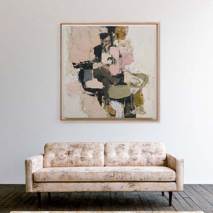 Seated Figure with Raw Gestural Outlines Canvas Print, Expressionist Art, Colorful Wall Art, Living Room Decor, Expression, EXP-1x1-55