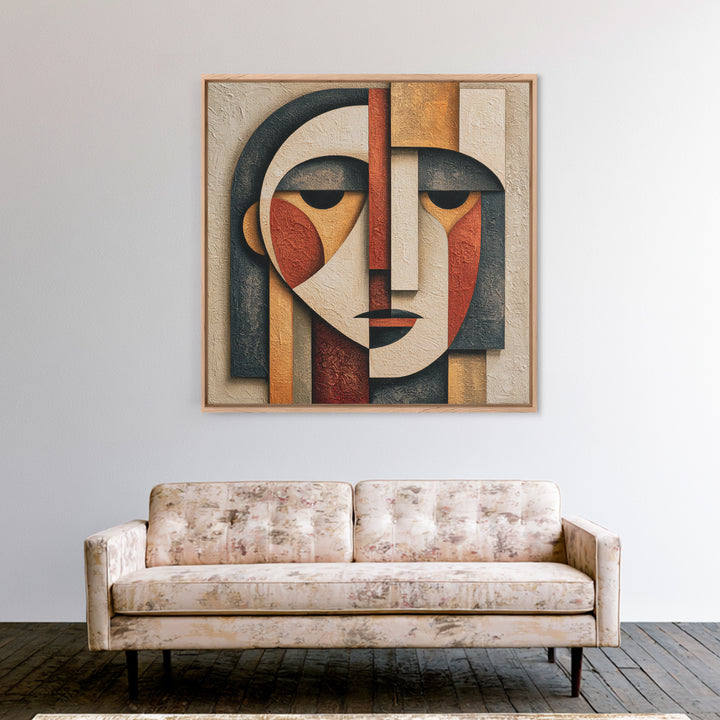 Abstract Face Split by Contrasting Emotions Canvas Print, Expressionist Art, Gallery Decor, Living Room Decor, Expression, EXP-1x1-59