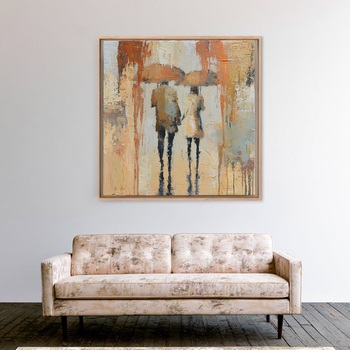 Couple Walking Through Rain Framed Canvas Print, Expressionist Art, Downloadable Prints, Living Room Decor, Expression, EXP-1x1-71