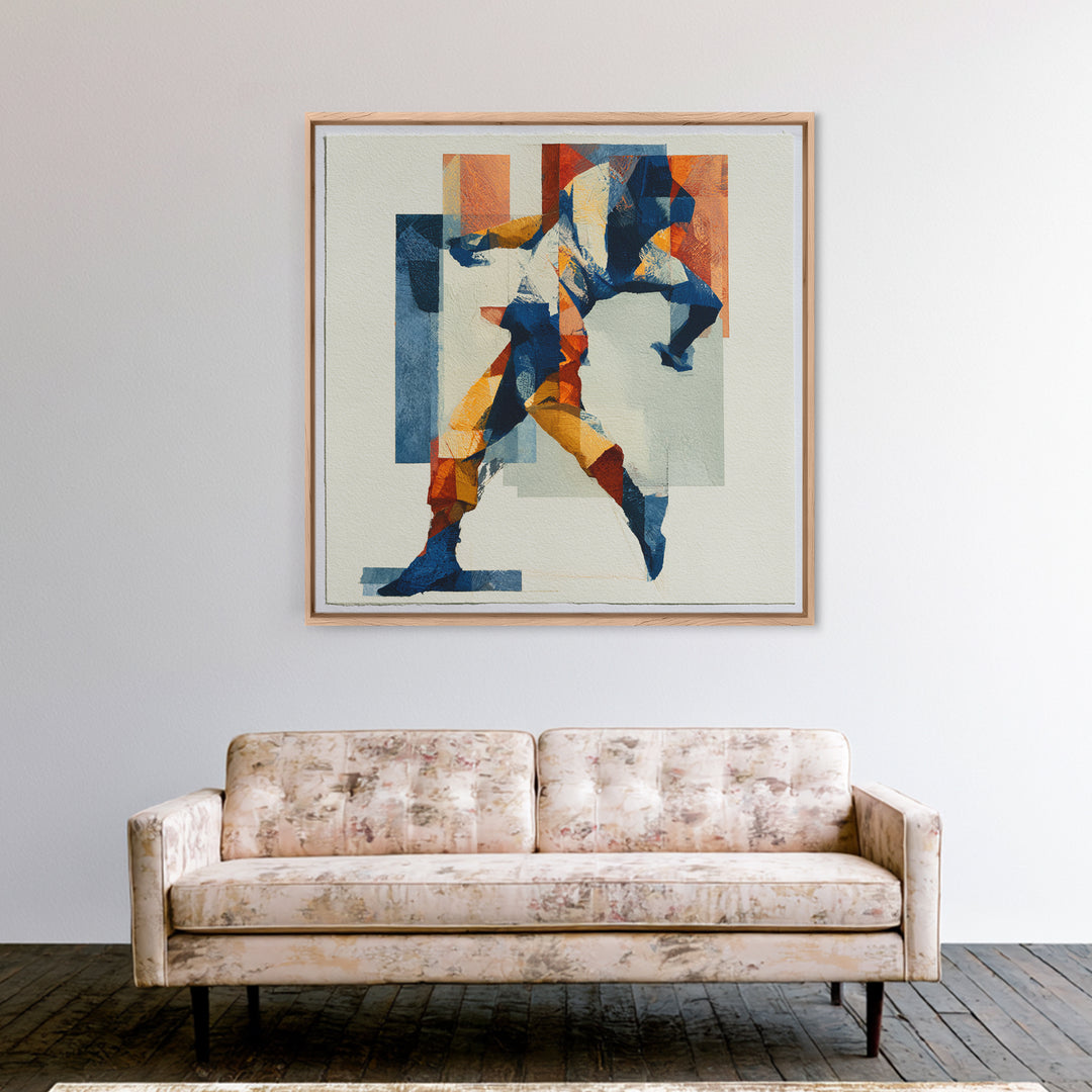 Dancer Figure Fractured into Vibrant Movement Canvas Print, Expressionist Art, Modern Art, Living Room Decor, Oil Painting, EXP-1x1-76