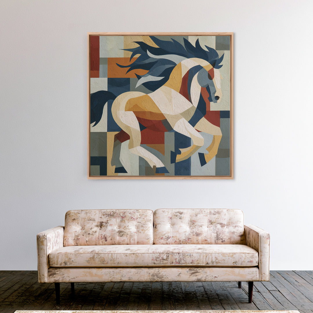 Expressionist Horse in Motion with Wild Mane Canvas Print, Expressionist Art, Boho Decor, Living Room Decor, Oil Painting, EXP-1x1-82