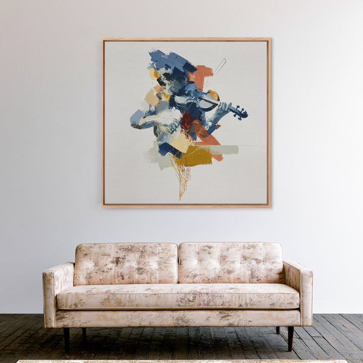 Violinist Painted in Electric Brush Marks Canvas Print, Expressionist Art, Minimalist Decor, Living Room Decor, Expression, EXP-1x1-85