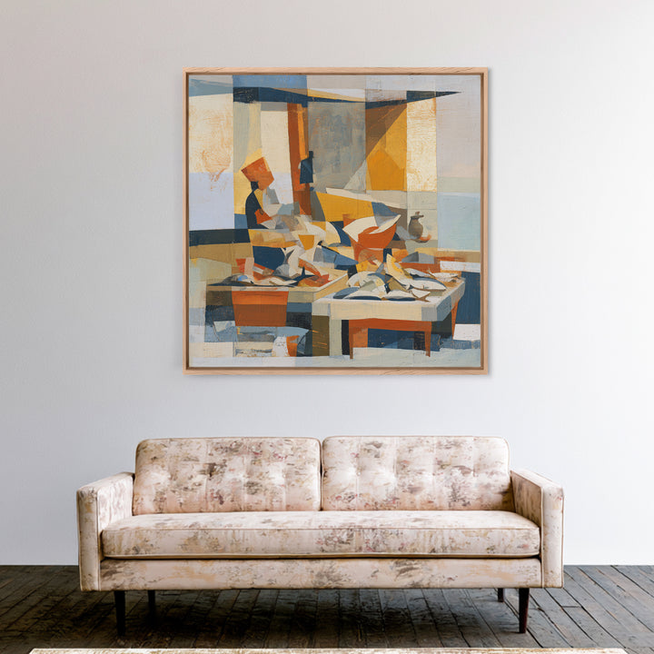 Fish Market Scene Canvas Print, Expressionist Art, Modern Decor, Living Room Decor, Abstract Art, Expression, Wall Decor, EXP-1x1-94