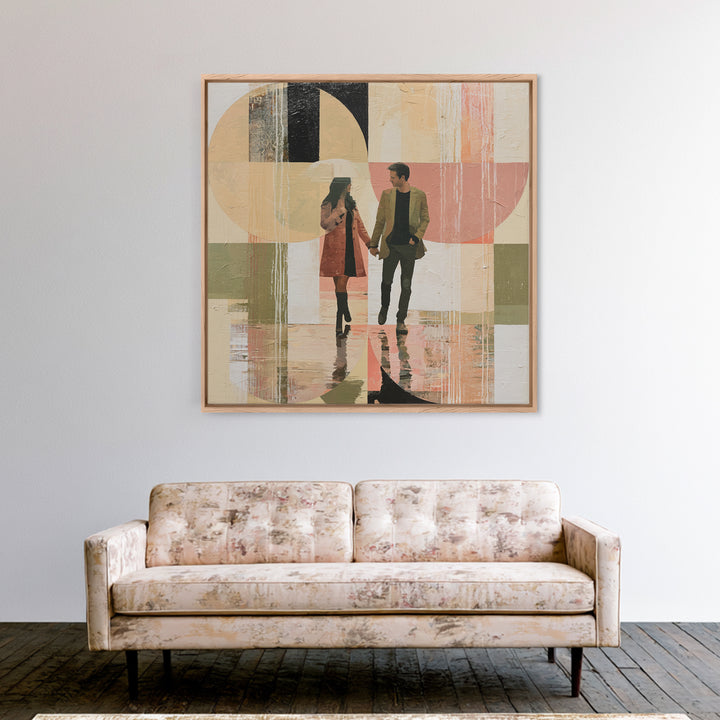 Couple Walking Through Rain Canvas Print, Expressionist Art, Fine Art Print, Living Room Decor, Fine Art, Expression, EXP-1x1-95