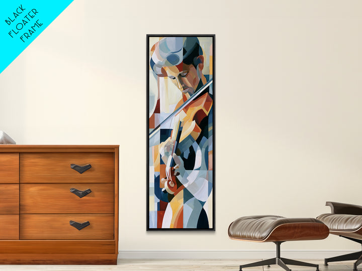 Violinist Painted in Electric Brush Marks Canvas Print, Expressionist Art, Colorful Wall Art, Living Room Decor, Expression, EXP-1x3-1