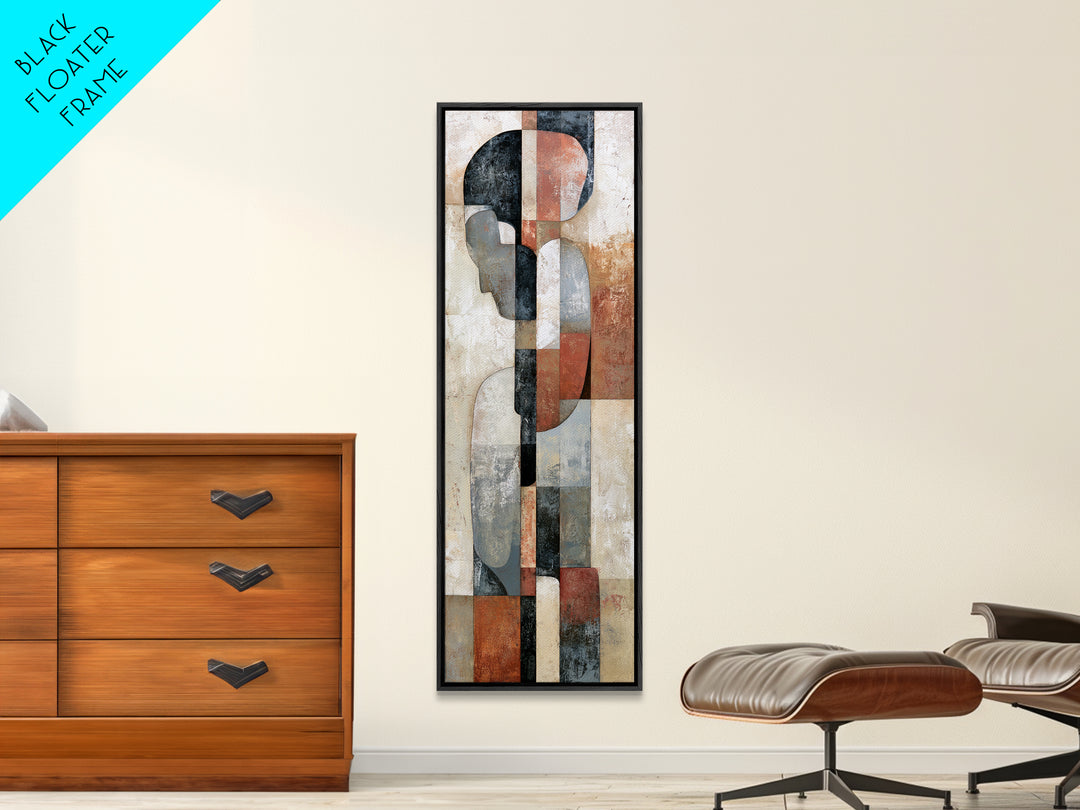 Seated Figure with Raw Gestural Outlines Framed Canvas Print, Expressionist Art, Abstract Art, Living Room Decor, Expression, EXP-1x3-19