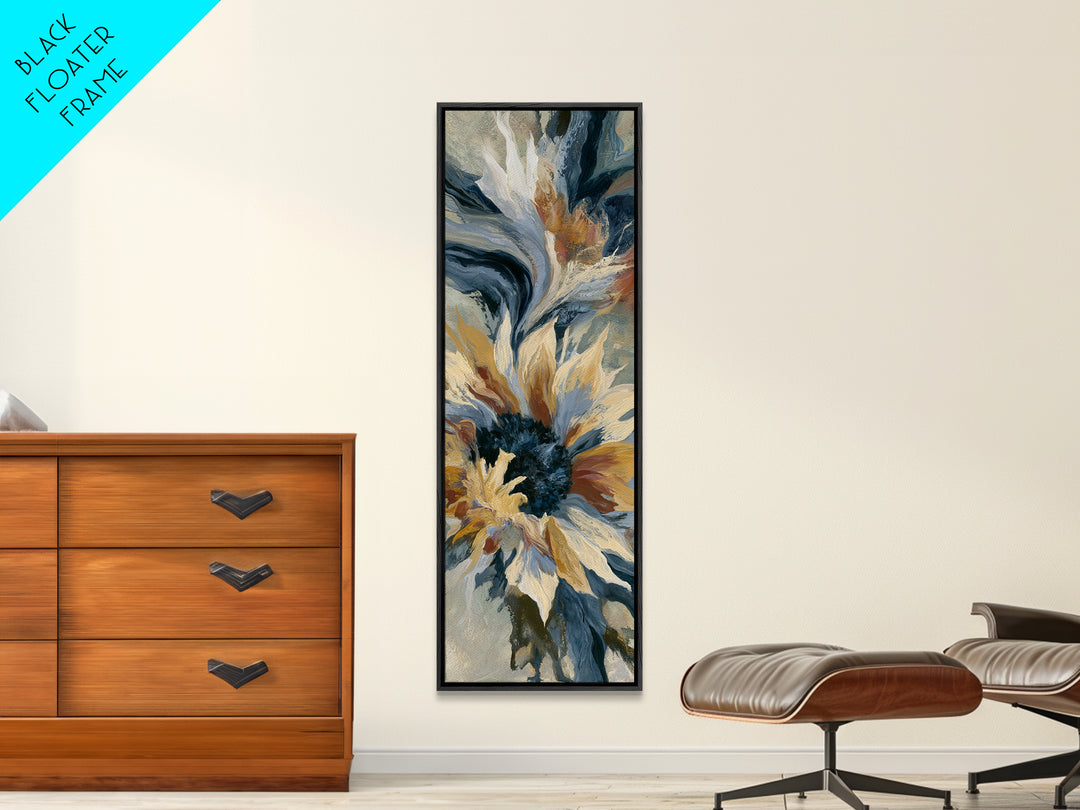 Sunflowers Twisting in Intense Painted Energy Framed Canvas Print, Expressionist Art, Art, Living Room Decor, Expression, EXP-1x3-20