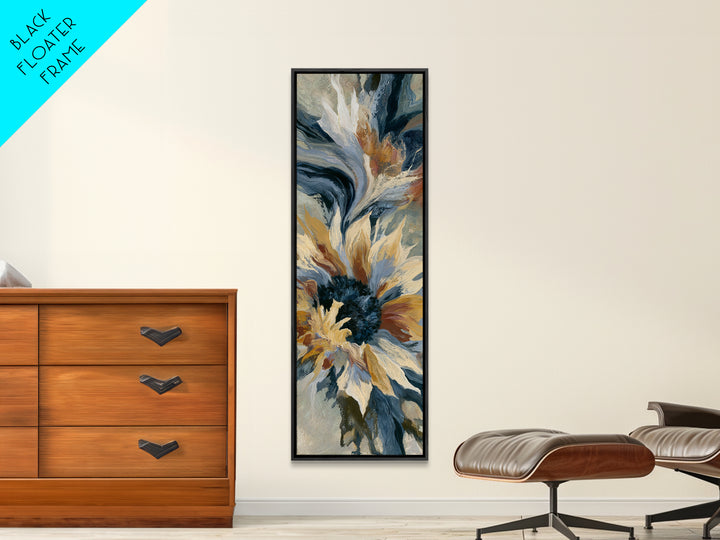 Sunflowers Twisting in Intense Painted Energy Framed Canvas Print, Expressionist Art, Art, Living Room Decor, Expression, EXP-1x3-20