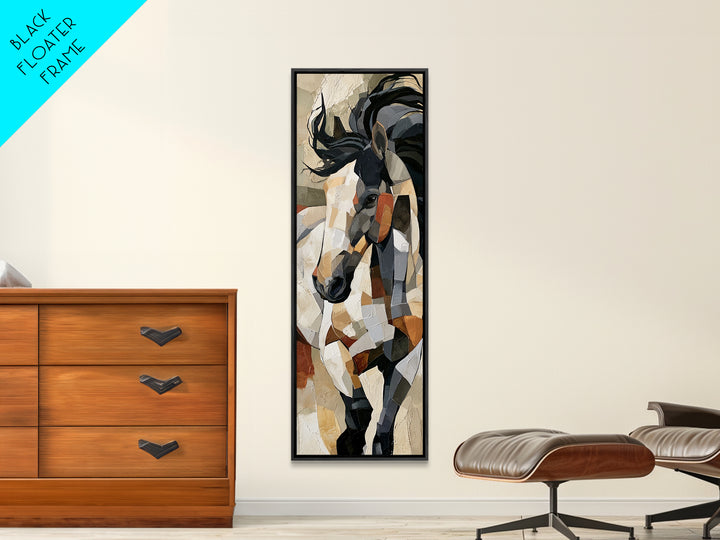 Expressionist Horse in Motion with Wild Mane Canvas Print, Expressionist Art, Minimalist Wall Art, Living Room Decor, EXP-1x3-22