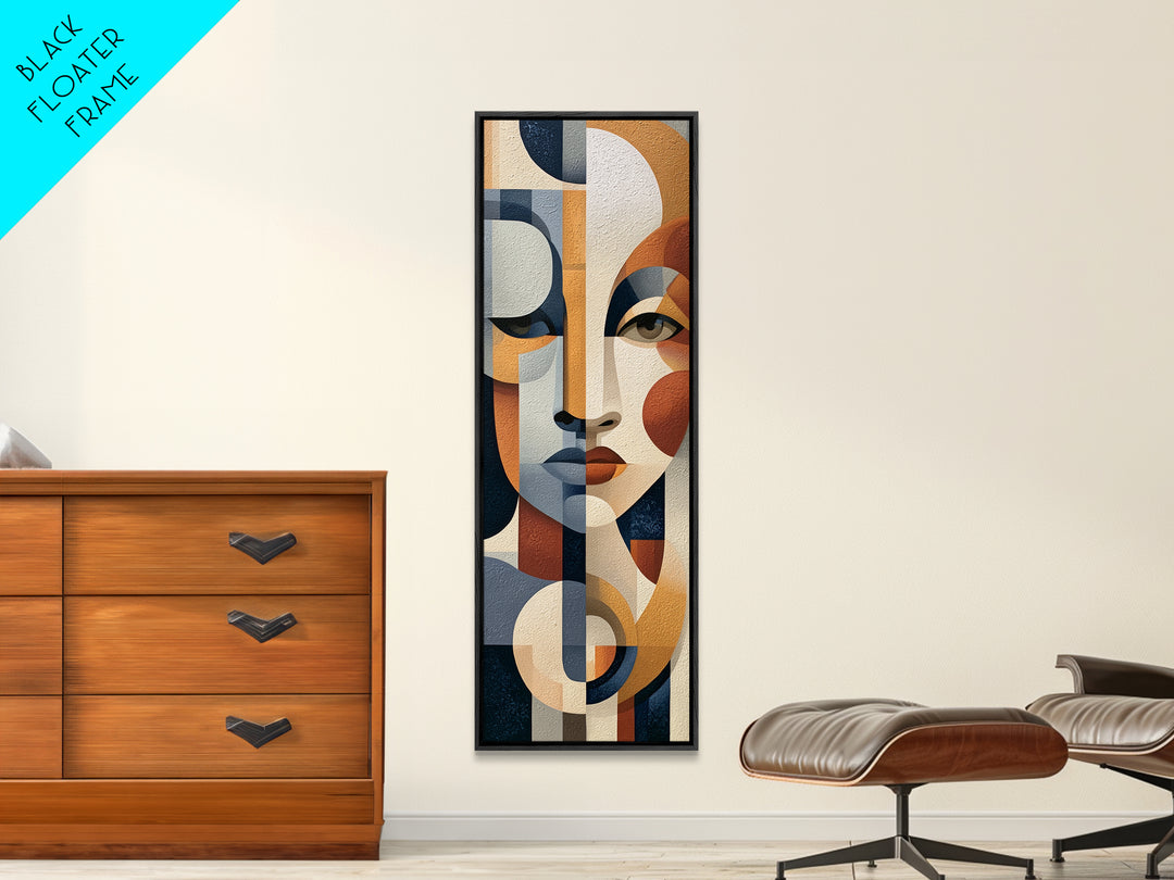 Abstract Face Split by Contrasting Emotions Canvas Print, Expressionist Art, Canvas Art, Living Room Decor, Expression, EXP-1x3-23