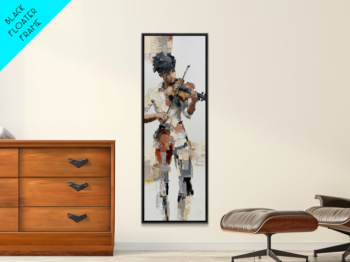 Violinist Painted in Electric Brush Marks Canvas Print, Expressionist Art, Digital Wall Art, Living Room Decor, Expression, EXP-1x3-25