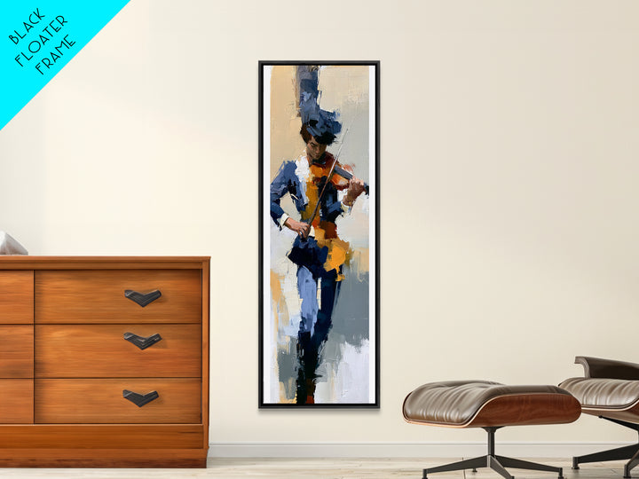 Violinist Painted in Electric Brush Marks Canvas Print, Expressionist Art, Abstract Art, Living Room Decor, Expression, EXP-1x3-73
