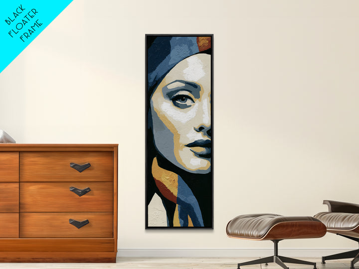 Woman in Blue with Dramatic Expressive Eyes Canvas Print, Expressionist Art, Modern Wall Art, Living Room Decor, Expression, EXP-1x3-76