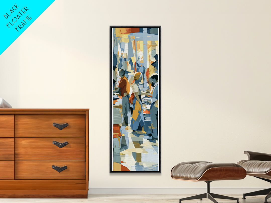 Fish Market Scene Canvas Print, Expressionist Art, Boho Decor, Living Room Decor, Fine Art, Expression, Digital Prints, EXP-1x3-82