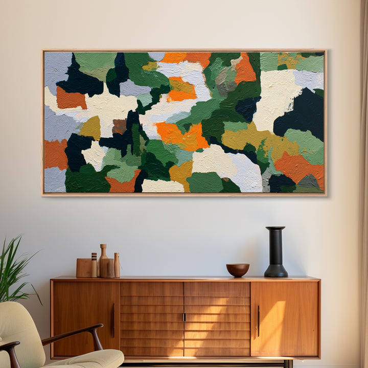 Garden Path with Thick Green and Orange Canvas Print, Expressionist Art, Contemporary Art, Living Room Decor, Expression, EXP-2x1-10