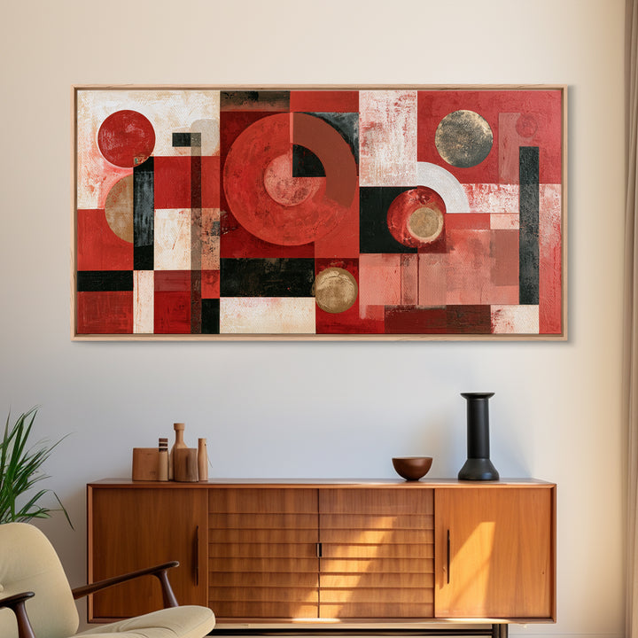 Red Room Interior Abstraction Without Realistic Furniture Canvas Print, Expressionist Art, Living Room Decor, Expression, EXP-2x1-15