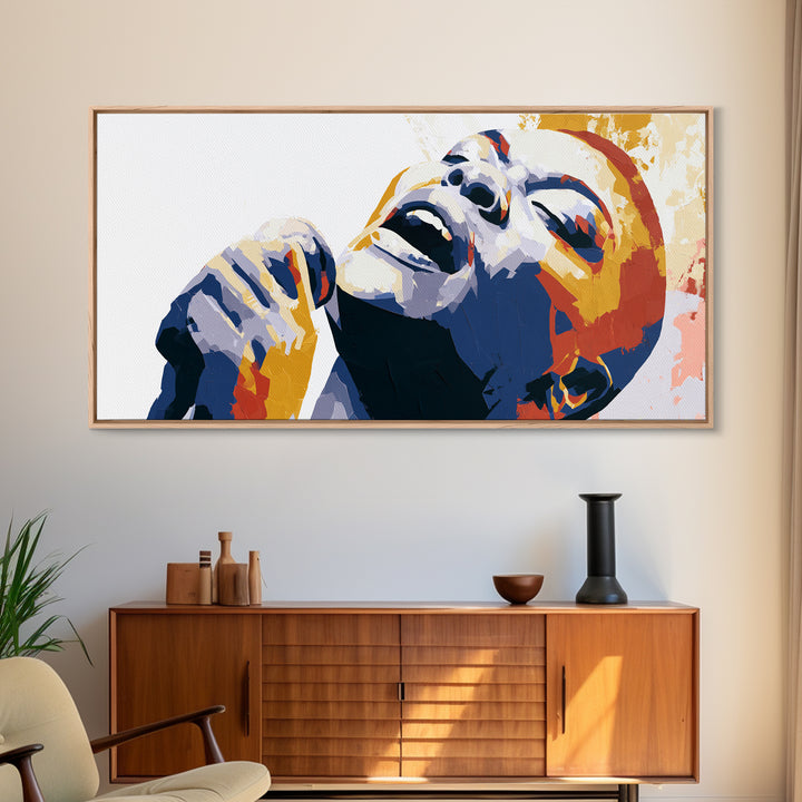 Portrait of a Singer Framed Canvas Print, Expressionist Art, Fine Art Print, Living Room Decor, Oil Painting, Expression, EXP-2x1-16