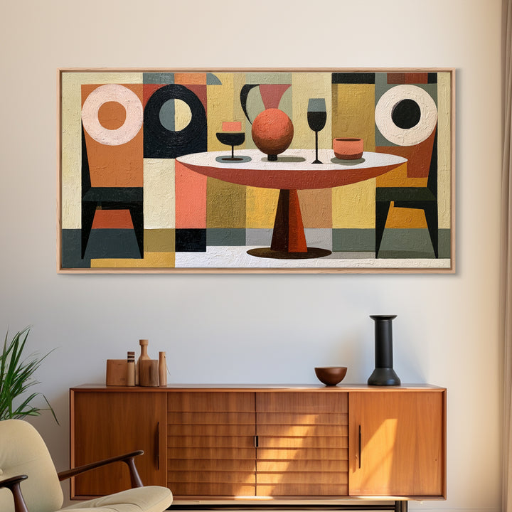 Lonely Caf Table Framed Canvas Print, Expressionist Art, Printable Wall Art, Living Room Decor, Fine Art, Expression, EXP-2x1-25