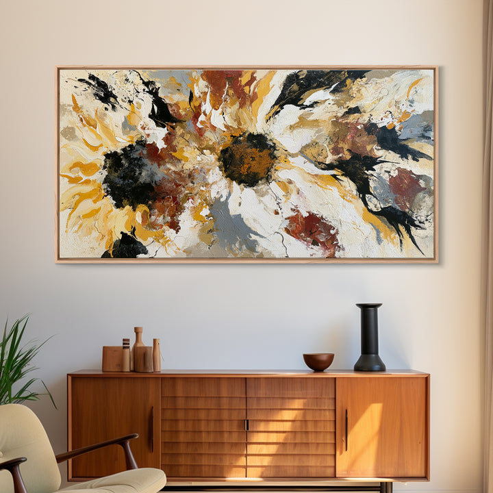 Sunflowers Twisting in Intense Painted Energy Canvas Print, Expressionist Art, Contemporary Art, Living Room Decor, Expression, EXP-2x1-28