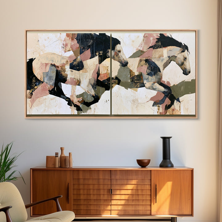 Expressionist Horse in Motion with Wild Mane Canvas Print, Expressionist Art, Minimalist Decor, Living Room Decor, Expression, EXP-2x1-30