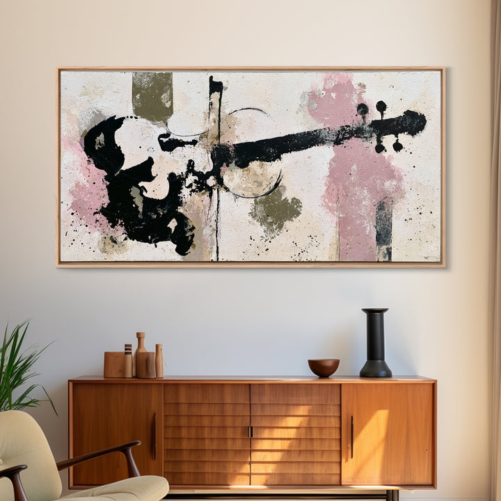 Violinist Painted in Electric Brush Marks Framed Canvas Print, Expressionist Art, Painting, Living Room Decor, Expression, EXP-2x1-33