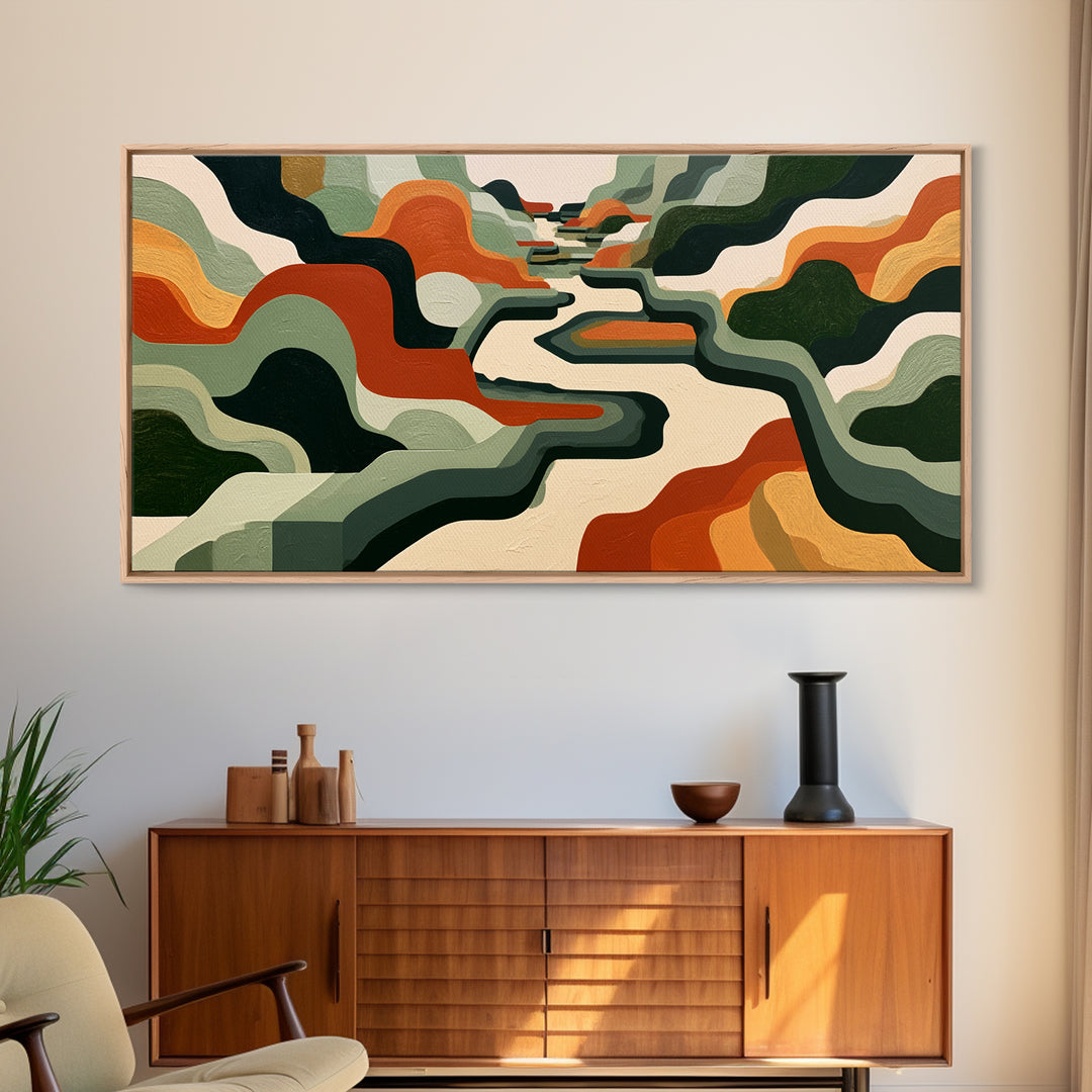 Garden Path with Thick Green and Orange Canvas Print, Expressionist Art, Contemporary Art, Living Room Decor, Expression, EXP-2x1-34