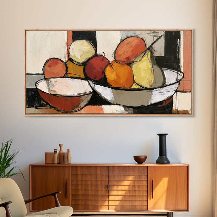 Bold Still Life of Fruit Framed Canvas Print, Expressionist Art, Digital Prints, Living Room Decor, Abstract Art, Expression, EXP-2x1-37