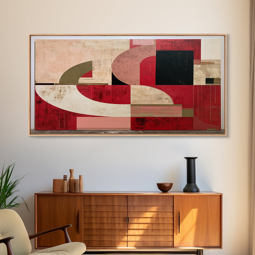 Red Room Interior Abstraction Without Realistic Furniture Canvas Print, Expressionist Art, Digital Art, Living Room Decor, EXP-2x1-39