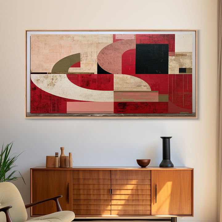 Red Room Interior Abstraction Without Realistic Furniture Canvas Print, Expressionist Art, Digital Art, Living Room Decor, EXP-2x1-39