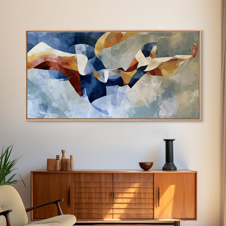 Dancer Figure Fractured into Vibrant Movement Canvas Print, Expressionist Art, Painting, Living Room Decor, Expression, EXP-2x1-48
