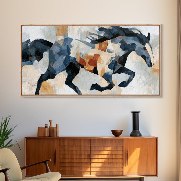 Expressionist Horse in Motion with Wild Mane Canvas Print, Expressionist Art, Painting, Living Room Decor, Fine Art, Expression, EXP-2x1-54