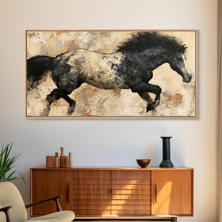 Expressionist Horse in Motion with Wild Mane Canvas Print, Expressionist Art, Minimalist Decor, Living Room Decor, Expression, EXP-2x1-6