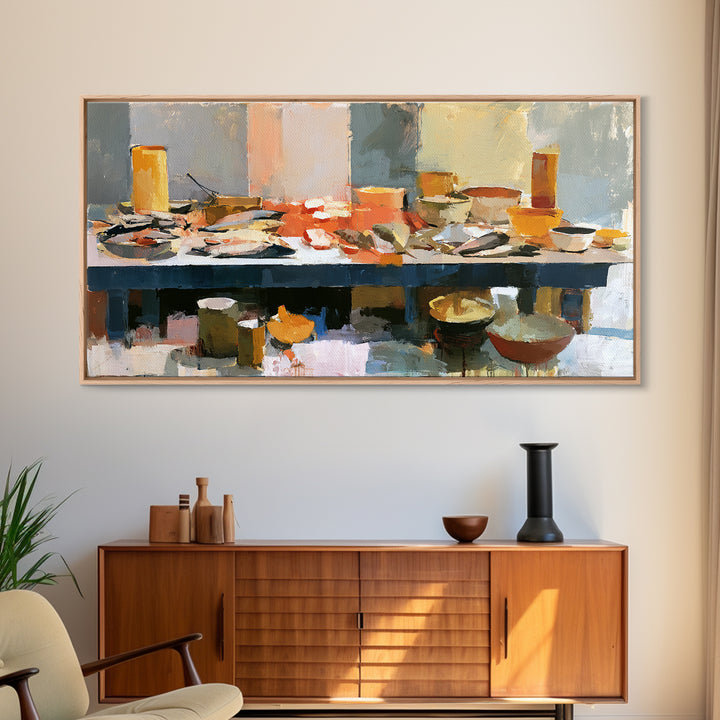 Fish Market Scene Canvas Print, Expressionist Art, Home Decor, Living Room Decor, Abstract Art, Expression, Canvas Art, EXP-2x1-66